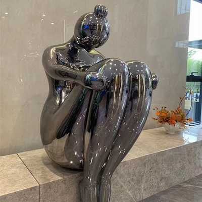 Decorative Metal Abstract Sitting Woman Human Figure Art Sculpture