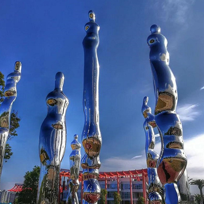 Outdoor Modern Large Column Statue Stainless Steel Pillar Sculptures