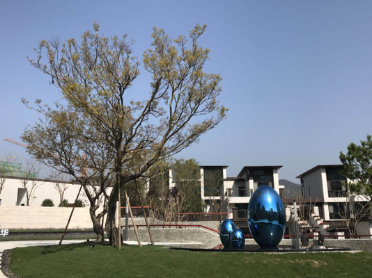Electroplating Swimming Pool Fountain Statues Eggs Stainless Steel Modern Sculpture