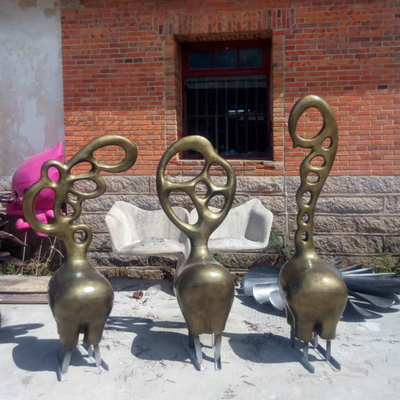 Abstract Fawn Garden Life Size Bronze Animal Statues Casting Decorative
