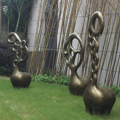 Abstract Fawn Garden Life Size Bronze Animal Statues Casting Decorative