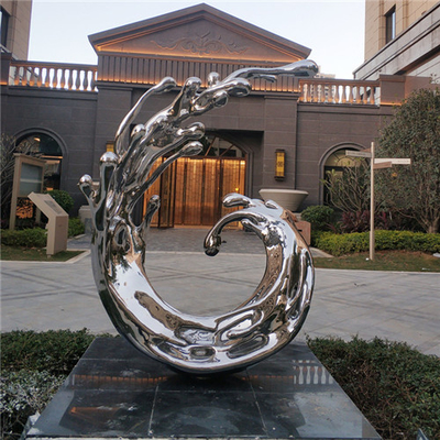 Mirror Outdoor Pool Sculptures Stainless Steel Abstract For Corten