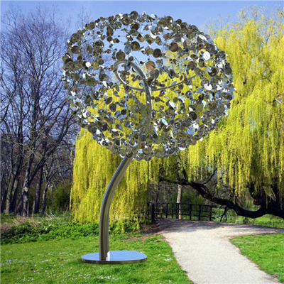 3m Metal Tree 316L Stainless Steel Sculptures Garden Modern Mirror Polishing