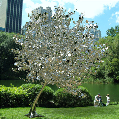 3m Metal Tree 316L Stainless Steel Sculptures Garden Modern Mirror Polishing
