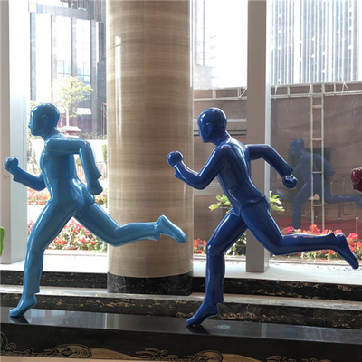 Running Man Fiberglass Outdoor Statues Colorful Customized For Lobby