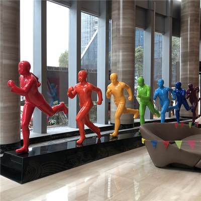 Running Man Fiberglass Outdoor Statues Colorful Customized For Lobby