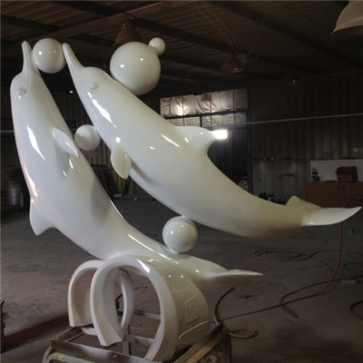 Ocean Park Outdoor Fiberglass Dolphin Statue Polished 100cm Painted