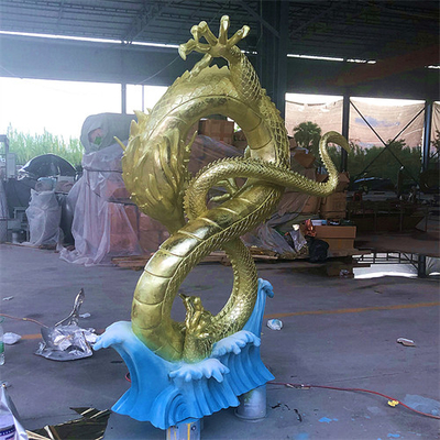 Indoor Decor Custom Fiberglass Statues Lucky Chinese Dragon Sculptures