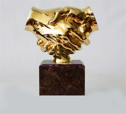 Desktop Gold Modern Indoor Sculpture Handshake Grip Statues SS 316 304
