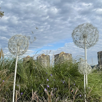 Outdoor Metal Dandelion Garden Sculpture Art Led Motif Light Decorative