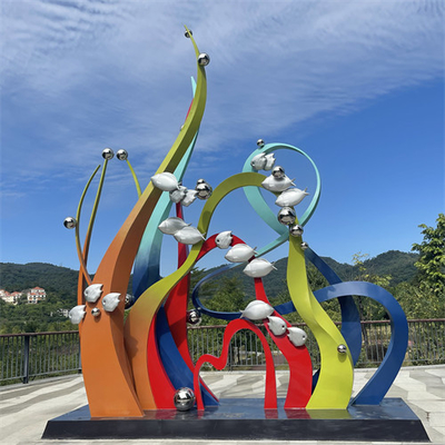 Polished Large Outdoor Fish Sculpture Garden Stainless Steel Animal Sculpture