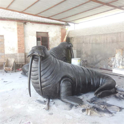 Life Size Sea Walrus Bronze Animal Garden Sculptures Outdoor For Decoration
