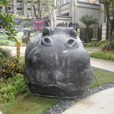 Bronze Hippo Large Garden Animal Sculptures Modern Cast Copper Brass