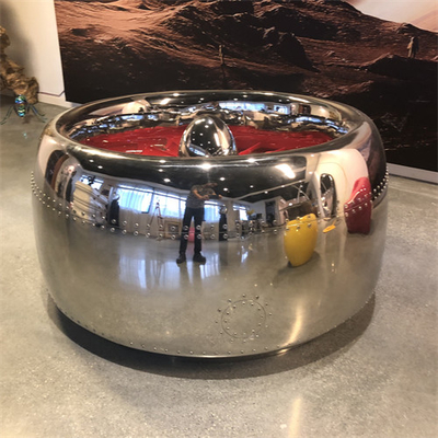 Engine Modeling Sculpture Furniture Art Mirror Surface Round Stainless Steel Table