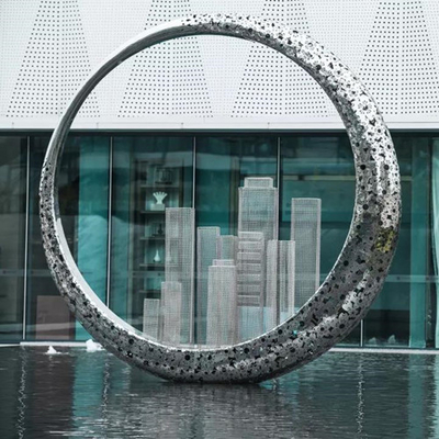 SS Large Circle Outdoor Garden Sculptures Abstract Welding For Pool
