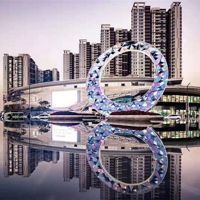 Hotel Metal Circle Stainless Steel Sculptures Large Decorative Colored