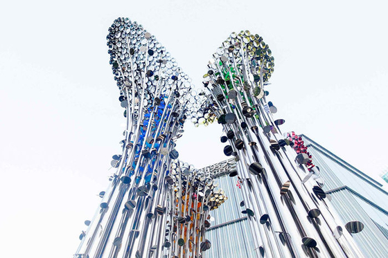 Square Silver Stainless Steel Sculptures Abstract Outdoor Metal Tree Sculpture