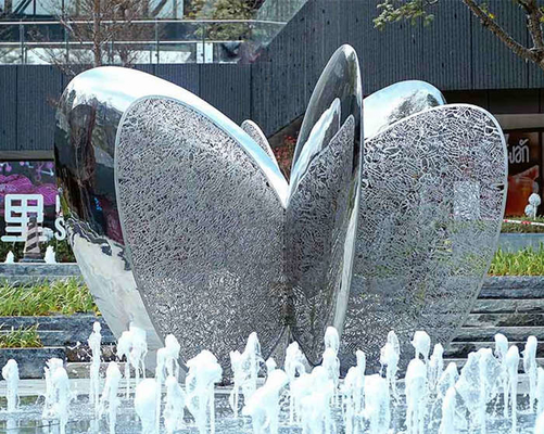Mirror Electroplated Outdoor Garden Sculptures Abstract Stainless Steel Customized
