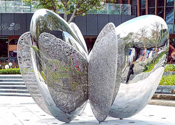 Mirror Electroplated Outdoor Garden Sculptures Abstract Stainless Steel Customized