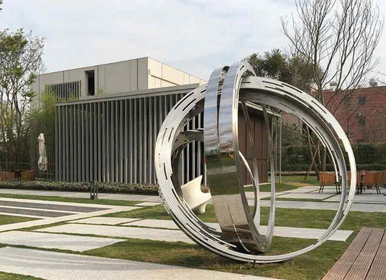 Large Ring Metal Contemporary Outdoor Sculpture Stainless Steel For Garden