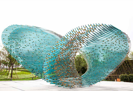 Metal Ring Stainless Steel Sculptures Abstract Modern Customized For Garden