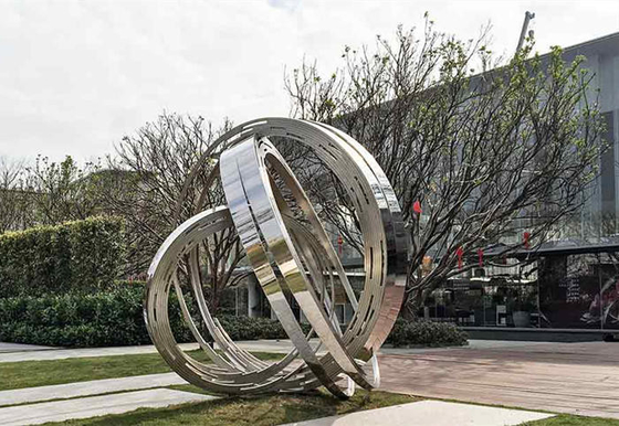 Large Ring Metal Contemporary Outdoor Sculpture Stainless Steel For Garden