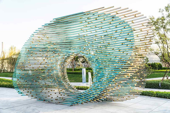 Metal Ring Stainless Steel Sculptures Abstract Modern Customized For Garden