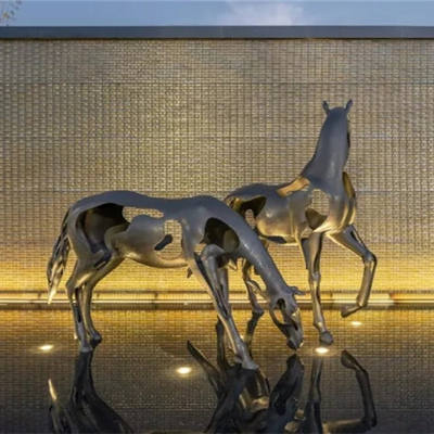 Outdoor Art Statue Polish Garden Stainless Steel Horse Animal Sculptures