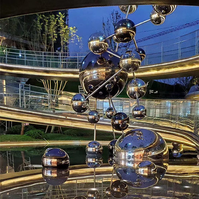 Ball String Mirror Stainless Steel Sculptures Garden Ornaments Polished