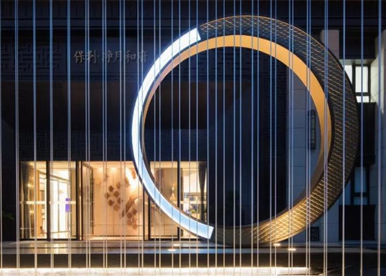 Light Outdoor Garden Sculptures Metal Stainless Steel Circle For Yard