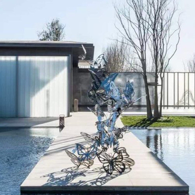 Abstract Animal Metal Butterfly Garden Sculpture Mirror Stainless Steel