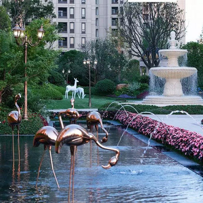Stainless Steel Sculpture Flamingo Bronze customized Landscape Design