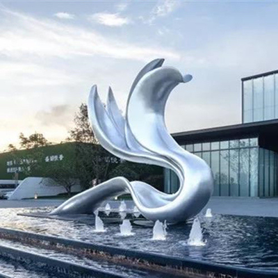 Landscape Stainless Steel Sculptures Polished Outdoor Mirror Sculpture