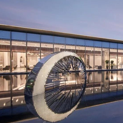 Ring Circle Abstract Metal Sculptures Stainless Steel Acrylic Mirror For Pool
