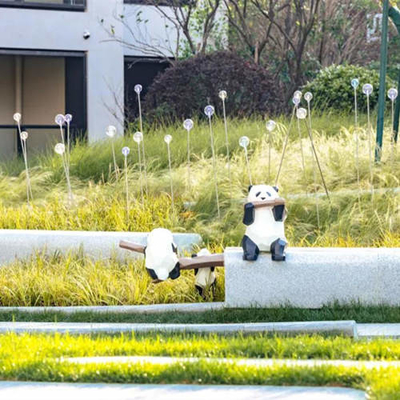Modern Panda Garden Ornament Outdoor Statue Metal For Sitting Stool