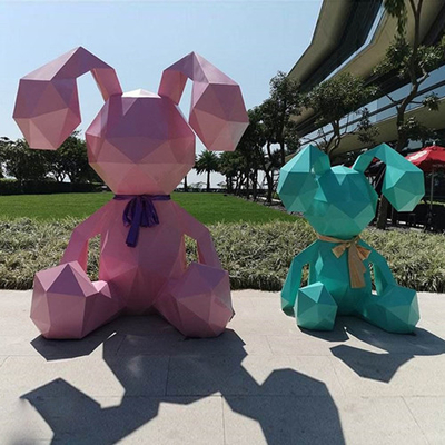 Rabbit Statue Garden Animal Sculptures FPR Cartoon Geometry For Shop