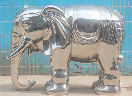 Mirror Polishing Elephant Decor Statue Stainless Steel Public Animal Art Sculpture