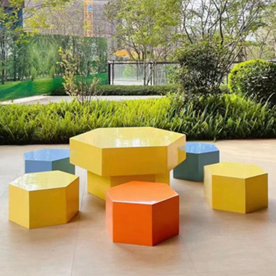 Hexagon Chair Custom Fiberglass Sculptures Rest Area Public Art Statues