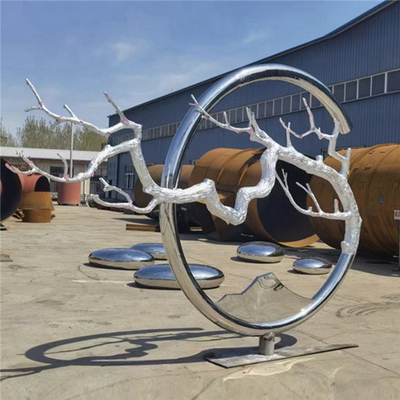Large Ring Abstract Metal Tree Sculpture Stainless Steel For Garden Ornaments