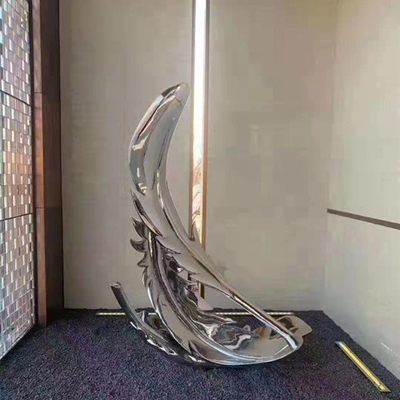 Silver Feather Home Decor Sculptures Decorative Abstract Stainless Steel