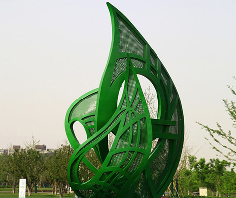 5m High Green Large Garden Leaf Sculpture Outdoor Metal For Landscape
