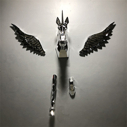 Decorative Unicorn Wall Sculpture Hanging Pegasus Horse Statue For Background