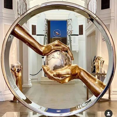 Hand Polished Mirror Stainless Steel Guarding The Earth Sculptures