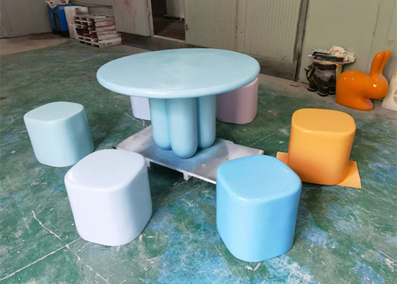 Colorful Fiberglass Outdoor Table Sculpture Art Seat Customized